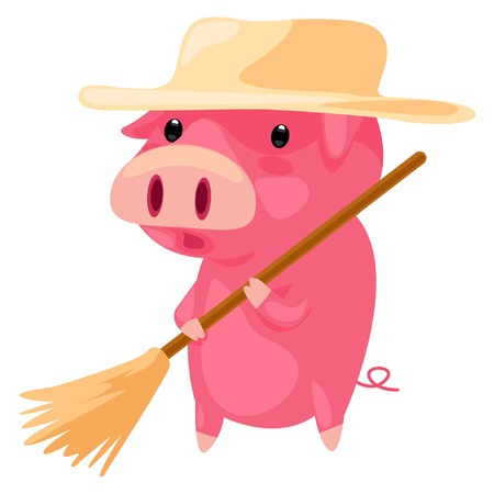 pig cleaning のイラスト素材