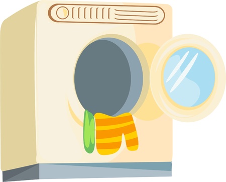 washing machine loaded with clothes isolated on white background のイラスト素材