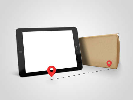 Online Deliverly Box Mockup 3D Rendering Designの写真素材