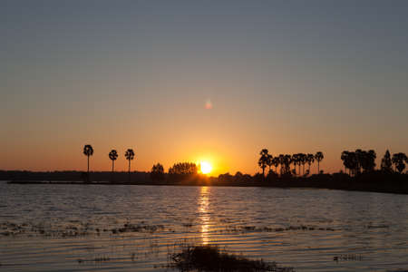 Sunset over lake