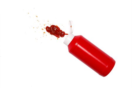 Ketchup spill stain mucky drop white の写真素材