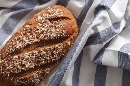 Dark multigrain bread fresh baked rustic breakfast food Whole grain homemade bakery tasty