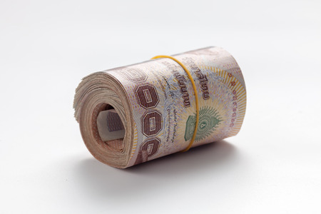 1000 Thai banknote white background still life close up macro moneyの写真素材
