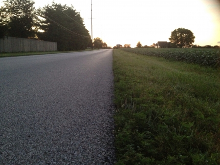 Indiana sunrise beside a bean fieldの素材
