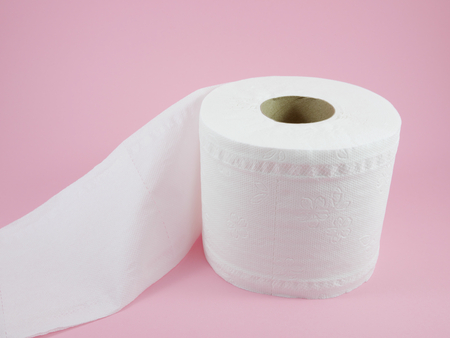 The roll of white tissue toilet paper.の写真素材