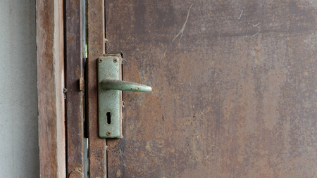 The vintage bolt lock on old door. 1の写真素材