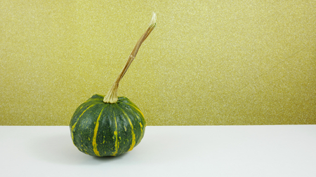 The small pumpkin on the white table. 1の写真素材