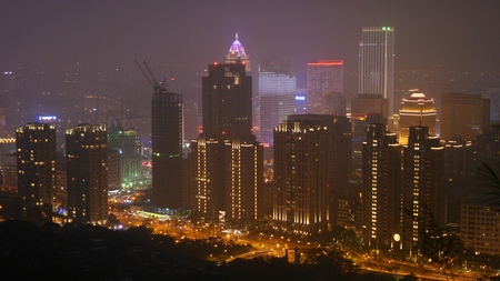 The view of Taipei city at night in Taiwan. 3の写真素材