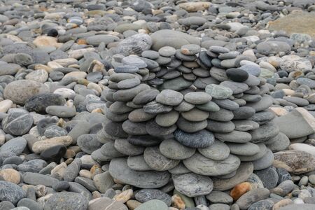 The concept group of gravel stones at stone beach in Hualien, Taiwan.の写真素材