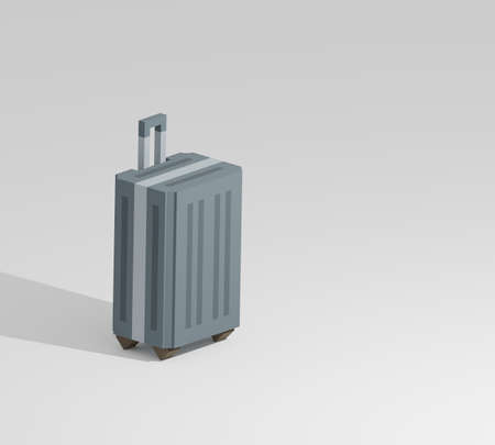 Travel luggage, a digital art of minimal handle baggage for traveling and business isometric voxel raster 3D illustration render on white background.の写真素材