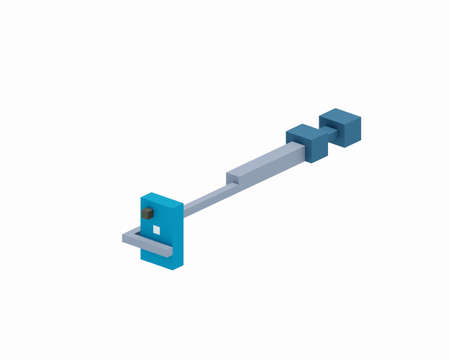 Selfie stick and smartphone, a digital art of steel monopod with mobile phone isometric voxel raster 3D illustration render on white background.の写真素材