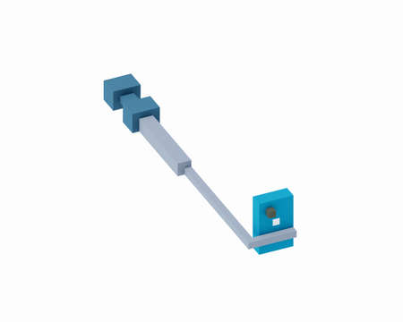 Selfie stick and smartphone, a digital art of steel monopod with mobile phone isometric voxel raster 3D illustration render on white background.の写真素材