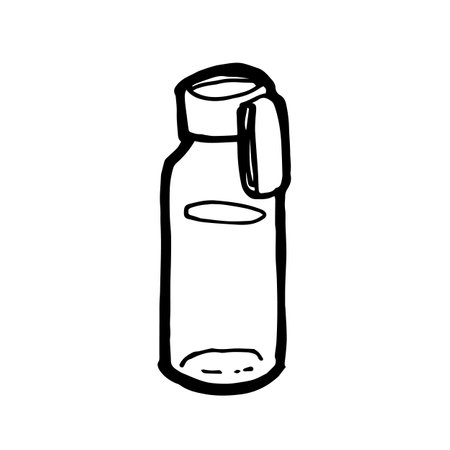 Water bottle, a digital art of transparent plastic drink bottle hand drawn icon illustration isolated on white background.の写真素材
