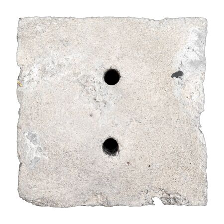 Square shaped concrete drain cap isolated, rough edgeの写真素材