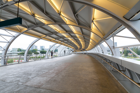 Perspective curved overpass walkway, footbridgeの写真素材
