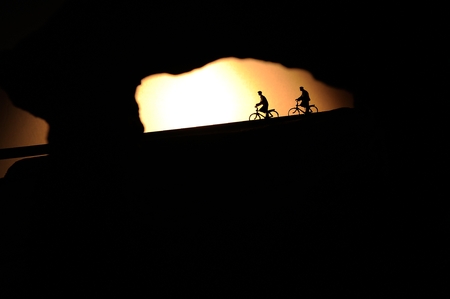 Bike cyclist. Bike cyclist miniature.の写真素材