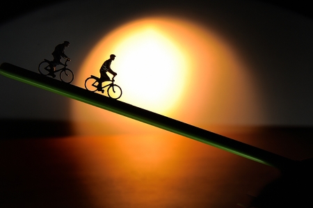 Bike cyclist. Bike cyclist miniature.の写真素材