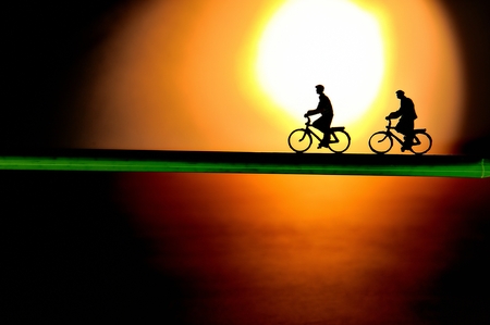 Bike cyclist. Bike cyclist miniature.の写真素材