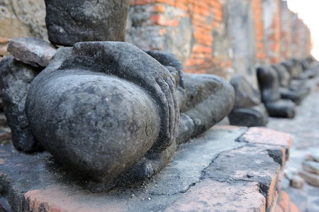 Old Buddha statue ,Attractions in ayutthaya Thailand,Public artの写真素材