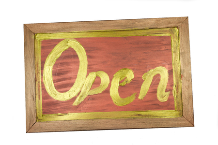 The golden open sing on white backgroundの写真素材