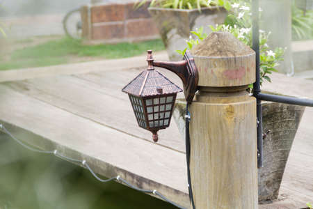 External timber and lamp waterfrontの写真素材