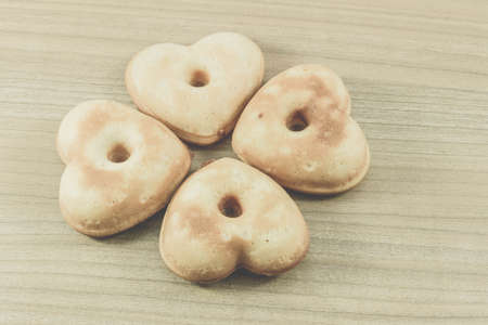 Waffles heart shape on plastic package - Vintage Filter Effectの写真素材