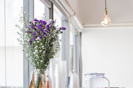 Flowers in a glass vaseの写真素材