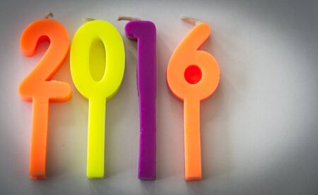 Colorful Candles shaped as numbers 2016の写真素材