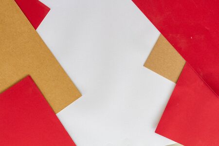 Red and brown paper on white paper background