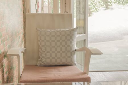 Close up chair in cafe for background. Vintage filter effect.の写真素材