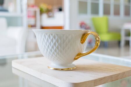 Cup of coffee on the table in cafe, Joyful with coffee time concept.の写真素材