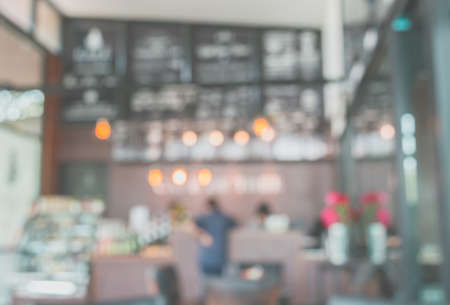 Abstract blur of coffee shop for background. Concept coffee background.の写真素材