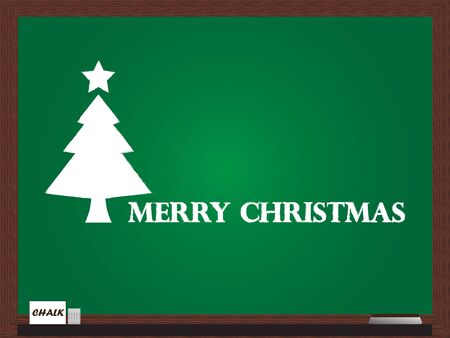Blackboard with a christmas tree and merry christmas.のイラスト素材