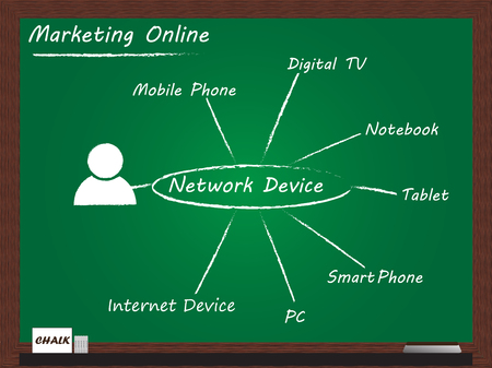 Blackboard with a online marketing. Vector illustration design.のイラスト素材