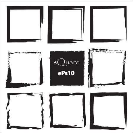 Set of empty scribble square frame, vector design elements, 9 square frame.のイラスト素材