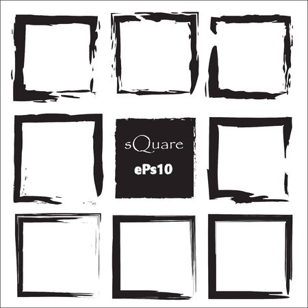 Set of empty scribble square frame, vector design elements, 9 square frame.のイラスト素材