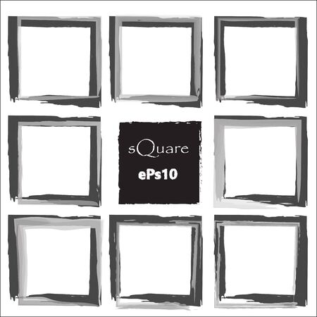 Set of empty scribble square frame, vector design elements, 9 square frame.のイラスト素材