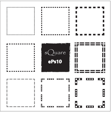 Set of empty scribble square frame, vector design elements, 9 square frame.のイラスト素材