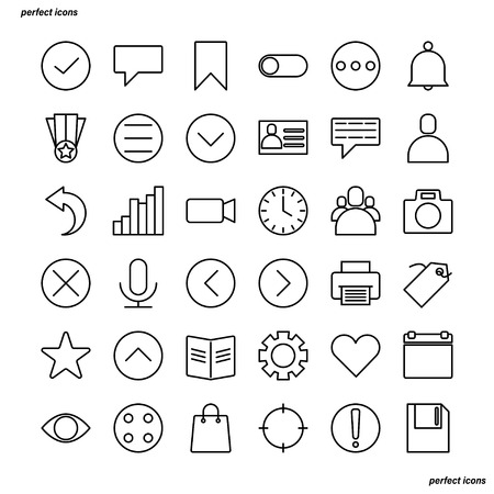 Essential Outline Icons perfect pixel. Use for website, template,package, platform. Concept business object design.のイラスト素材
