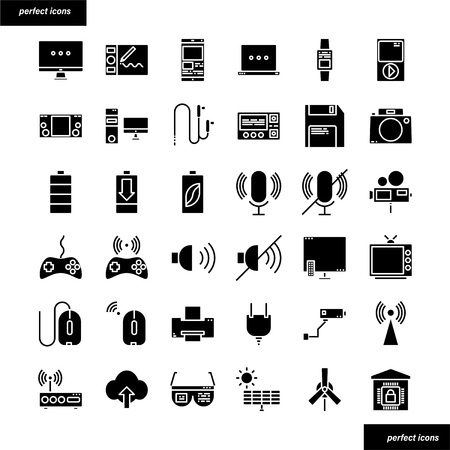 Device and Technology Color Line Icons perfect pixel. Use for website, template,package, platform. Concept object UI,UX design.のイラスト素材