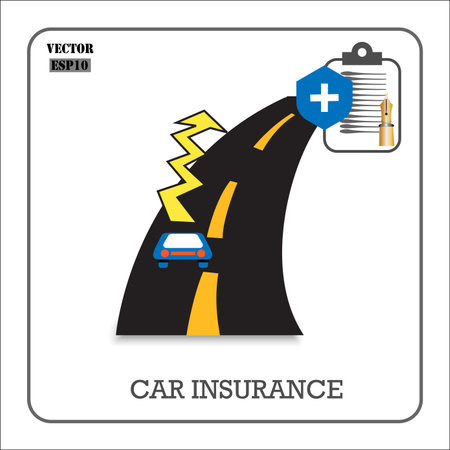 Car insurance concept. Vector illustration of car accident on the road.のイラスト素材