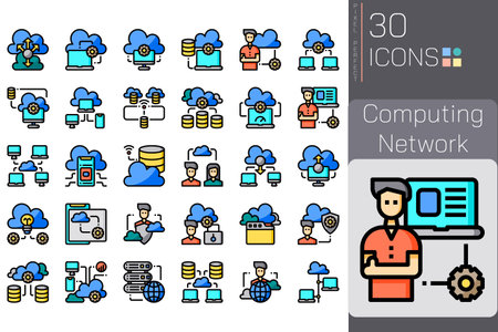 Set of Pixel Perfect Icons for Web and Mobile Apps. Contains such Icons as Cloud Computing, Server, Internet Hosting, Server, Data Center and more.のイラスト素材
