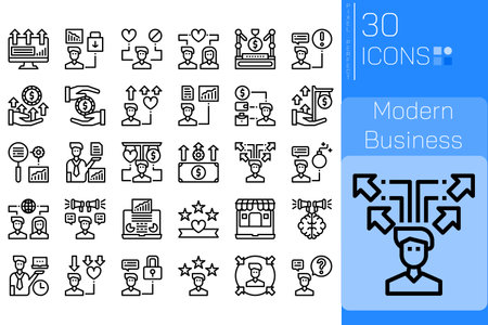 Business icons set, thin line design editable stroke, vector illustrationのイラスト素材