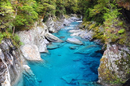 Blue Pools in Haast Highway, New Zealand の写真素材