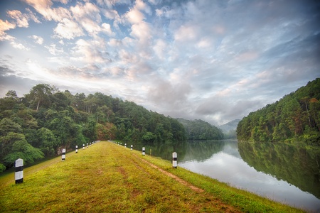 morning at urban village, Mae Hong Son, Thailand の写真素材