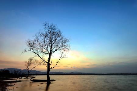Sunrise over the river on beautiful day