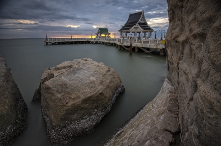 Sunset view point at Bangsaen, Chonburi の写真素材
