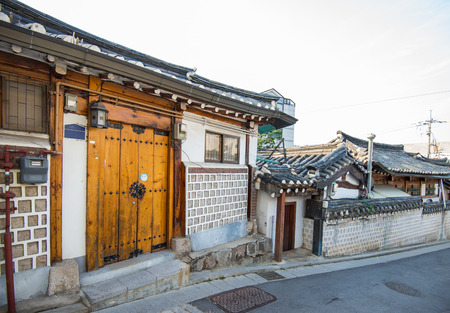 Seoul, South Korea at the Bukchon Hanok historic district  の写真素材