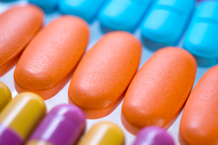 Many colorful pills 