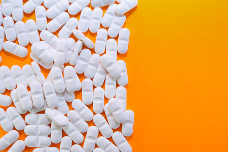 Close up white tablet pills 